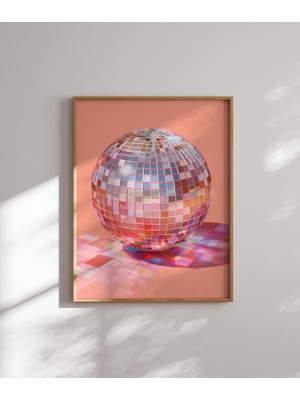 Ninastore Disko Topu Posteri Estetik, Trend Retro Duvar Sanatı Eğlenceli Dekor Disko Baskısı Şık Bar Arabası S