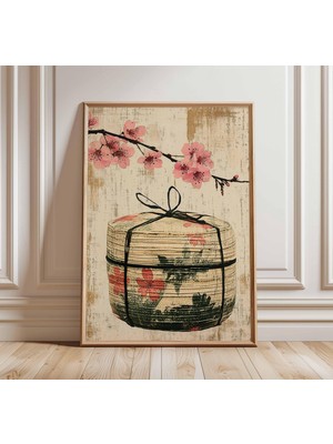 Ninastore Japon Çiçek Sepeti Posteri, Vintage Asya Duvar Sanatı Baskısı, Kiraz Çiçeği Tablosu, Wabi Sabi Zen M