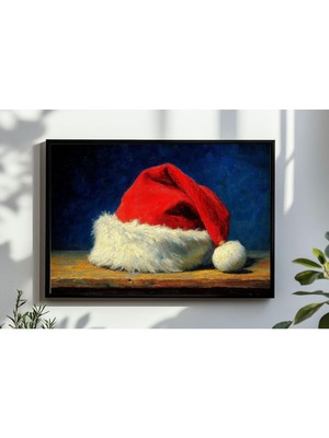 Ninastore Noel Baba Şapkası Dijital Duvar Sanatı Vintage Noel Baskısı Rustik Koyu Tatil Dekorasyonu Noel Baba