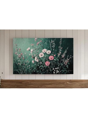 Ninastore Çiçek Çerçeveli Tv Duvar Dekoru, Vintage Kır Çiçekleri Ilkbahar ve Sonbahar Sanatı, Antik Çiçekli Ek