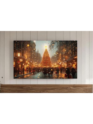Ninastore Nötr Noel Çerçevesi Tv Sanatı Altın Noel Ağacı Şenlikli Şehir Samsung Arka Planı Karlı Şehir Kış Tat