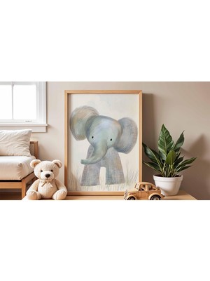 Ninastore Fil Temalı Bebek Odası Posteri Duvar Sanatı Sevimli Bebek Hayvan Illüstrasyonu Çocuk Odası Dekorasyo