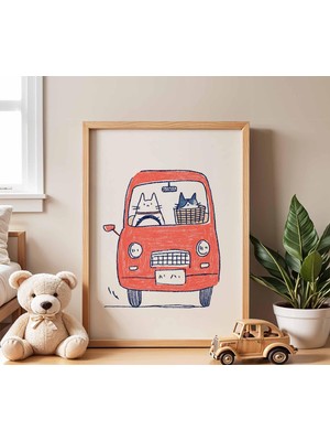 Ninastore Kedi Temalı Çocuk Odası Posteri Sevimli Hayvan Duvar Sanatı Bebek Odası Dekorasyonu Çocuk Odası Bask