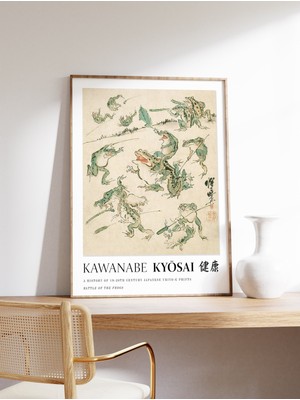 Ninastore Japon Kurbağası Baskısı Japon Duvar Sanatı Kawanabe Kyosai Japon Dekor Ahşap Baskı Vintage Duvar San