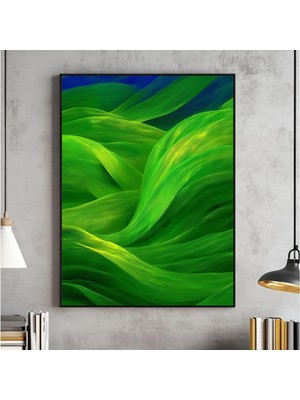 Ninastore Yeşil Yaprak Soyut Çizgi Sanatı Baskısı Minimalist Dekor (Dijital Indirme)