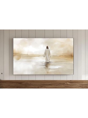 Ninastore Isa'nın Su Üzerinde Yürümesi Çerçeveli Tv Duvar Sanatı Hristiyan Dini Yağlı Boya Tablo Incil Dijital