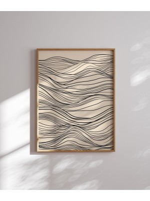 Ninastore Minimalist Çizgiler Sanatı Nötr Bej Baskı Bej Duvar Sanatı Dekorasyonu Soyut Çizgi Çizimi Baskı Mini