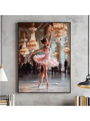 Ninastore Vintage Balerin Sanat Baskısı Pembe Bale Dekorasyonu (Dijital Indirme)