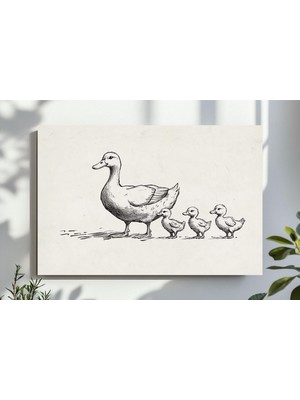 Ninastore Rustik Çocuk Odası Duvar Sanatı Ördek Çizimi Sevimli Hayvan Baskısı Çocuk Odası Dekorasyonu Çiftlik