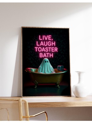 Ninastore Komik Hayalet Posteri, Kara Mizah Duvar Sanatı, Tost Makinesi, Banyo Neon Baskısı, Cadılar Bayramı B
