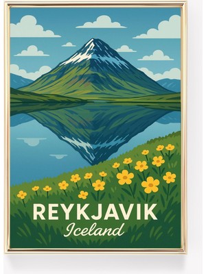 Ninastore Reykjavik Seyahat Posteri Izlanda Duvar Sanatı Reykjavik Baskısı Vintage Seyahat Kanvası Izlanda Dek