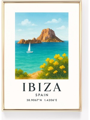 Ninastore Ibiza Vintage Seyahat Posteri Ispanya Duvar Sanatı Ibiza Baskısı Retro Duvar Dekoru Ispanya Seyahat