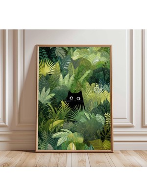 Ninastore Kedi Posteri Kedi Baskısı Botanik Duvar Sanatı Çiçek Baskısı Kedi Severler Için Hediye Hayvan Baskıs