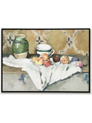 Ninastore Paul Cézanne'ın Kavanoz, Bardak ve Elmalarla Natürmort Tablosu Posteri Duvar Sanatı Poster Baskısı D