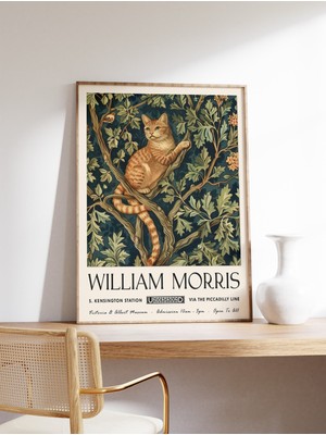 Ninastore William Morris Kedi Baskısı William Morris Posteri Kedi Posteri Kedi Sanatı Çiçekli Kedi Baskısı Ked