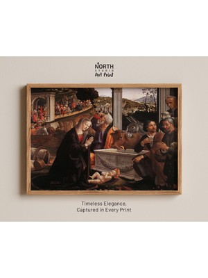 Ninastore Ghirlandaio'nun Çobanların Tapınması Tablosu - Noel Doğuş Sahnesi Sanat Baskısı Rönesans Dini Duvar