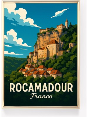Ninastore Rocamadour Seyahat Posteri Fransa Duvar Sanatı Rocamadour Baskı Fransız Kanvas Dekor Fransa Vintage