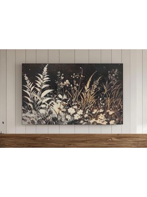 Ninastore Vintage Kış Bahçesi Yabani Çiçek Tablosu Çerçevesi Tv Duvar Sanatı Kış Ekran Koruyucu Nötr Dijital A