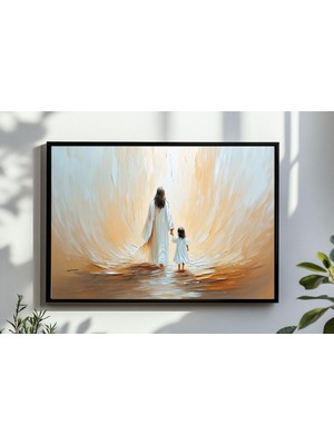 Ninastore Isa Mesih'in Bir Kızla Yürümesi Duvar Sanatı, Isa ile Yürüyen Dijital Indirme, Incil Baskısı, Hristi