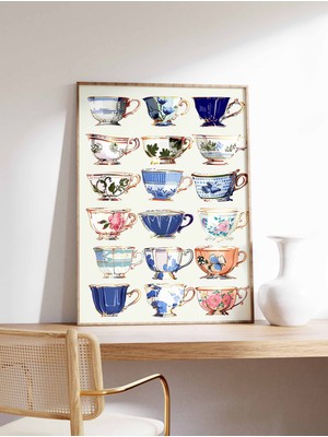 Ninastore Vintage Çay Fincanı Baskısı Retro Kahve Posteri Yemek Baskısı Mutfak Dekorasyonu Kafe Sanatı Vintage