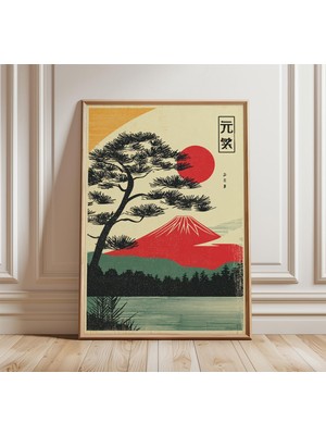 Ninastore Japon Fuji Dağı Posteri Minimalist Manzara Duvar Sanatı Yükselen Güneş Baskısı Zen Doğa Dekorasyonu