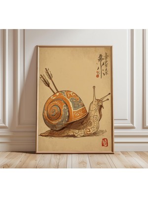 Ninastore Japon Salyangozu Yokai Posteri Mitolojik Yaratık Duvar Sanatı Geleneksel Asya Baskısı Fantastik Illü