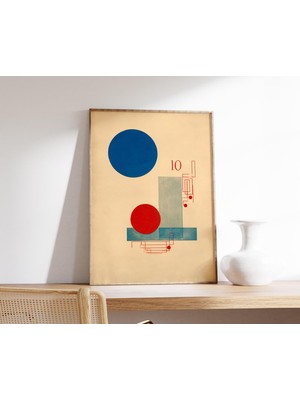 Ninastore Japon Soyut Geometrik Poster Bauhaus Minimalist Duvar Sanatı Modern Retro Baskı Kırmızı Mavi Daire K
