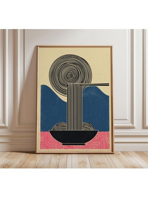 Ninastore Japon Eriştesi Posteri Minimalist Asya Sanatı Baskısı Mavi ve Pembe Mutfak Duvar Sanatı Modern Zen D