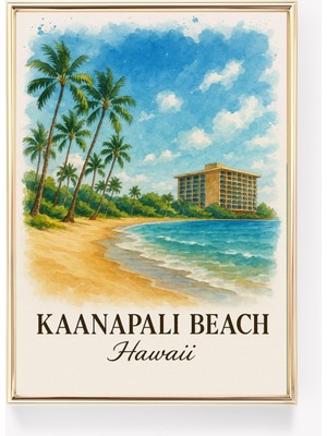 Ninastore Kaanapali Plaj Seyahat Posteri Hawaii Duvar Sanatı Kaanapali Baskı Vintage Tuval Dekor Hawaii Hediye