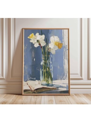 Ninastore Nergis Duvar Sanatı Natürmort Çiçek Posteri Sarı Çiçek Baskısı Modern Empresyonist Sanat Eseri Botan