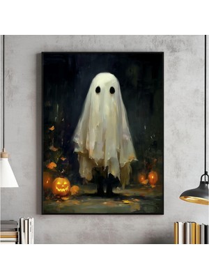 Ninastore Hayalet Tablosu Duvar Sanatı Cadılar Bayramı Ev Dekorasyonu Baskısı Soyut Sevimli Hayalet Yağlı Boya