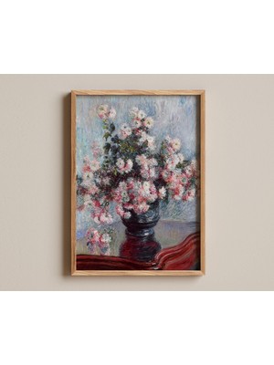 Ninastore Claude Monet'nin Krizantemleri - Empresyonist Çiçekli Duvar Sanatı, Vintage Çiçek Tablosu, Fransız G