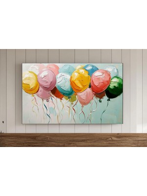 Ninastore Doğum Günü Samsung Çerçeve Tv Duvar Sanatı Mutlu Doğum Günü Yağlı Boya Balonlar Ekran Koruyucu Dijit