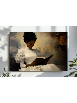 Ninastore Kitap Okuyan Kadın Portresi Duvar Sanatı, Vintage Yağlı Boya Tablo, Baskı Sanatı, Siyah Sanat Dijita