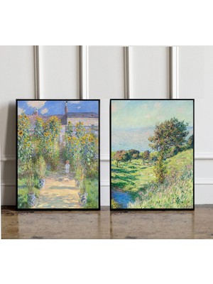 Ninastore 2'li Claude Monet Sergisi Baskı Seti Claude Monet Duvar Sanatı Seti Claude Monet Sergisi Posteri Çağ