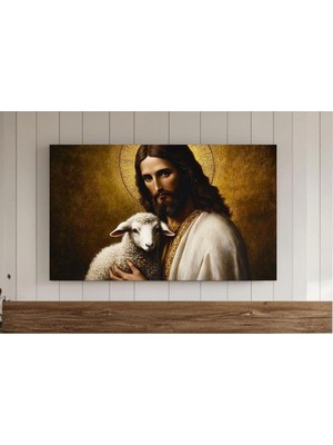 Ninastore Vintage Isa Çerçeveli Tv Sanatı - Çoban Isa Dijital Indirme Duvar Sanatı Bahar Dekorasyonu Hristiyan