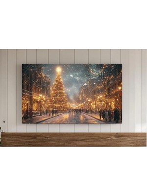 Ninastore Nötr Noel Çerçevesi Tv Sanatı Altın Noel Ağacı Şenlikli Şehir Samsung Arka Planı Karlı Şehir Kış Tat