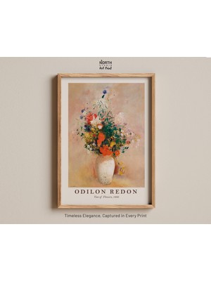 Ninastore Çiçek Vazosu Baskısı, Odilon Redon Çiçek Sanatı, Vintage Çiçek Buketi Tablosu, Renkli Çiçek Natürmor
