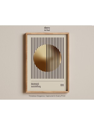Ninastore Bauhaus Altın Gradyan Baskı Soyut Geometrik Baskı 1919 Bauhaus Sanatı Minimalist Altın Küre ve Siyah