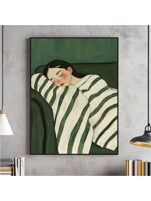 Ninastore Zümrüt Yeşili Soyut Insan Figürleri Büyük Duvar Sanatı Çağdaş Sanat Eseri Minimalist Baskı Oturma Od