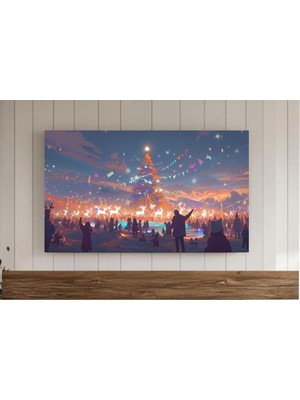 Ninastore Noel Ağacı Şenlikli Çerçeve Tv Sanatı Altın Noel Ağacı Şenlikli Şehir Samsung Arka Planı Karlı Şehir