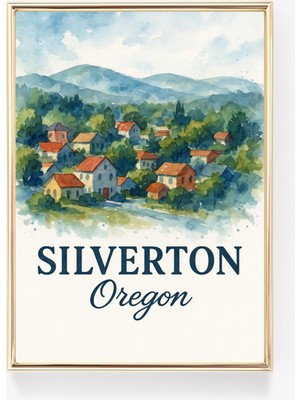 Ninastore Vintage Silverton Oregon Seyahat Posteri Baskısı Duvar Sanatı Kanvas Dekor 16X20 Inç