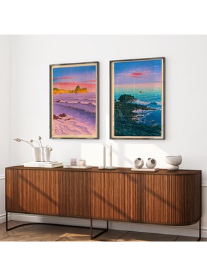 Ninastore 2'li Set Vintage Japon Okyanus Posteri Japon Vintage Sanat Ahşap Baskı Posteri Kawase Hasui Baskı Ja