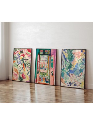 Ninastore 3'lü Set Henri Matisse Sergisi Afişleri Açık Pencere Afişi Collioure Manzarası Baskısı Henri Matisse