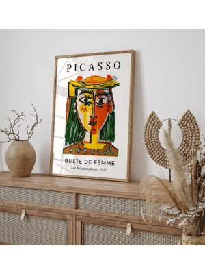 Ninastore Picasso - Kadın Sergisi Baskısı Pablo Picasso Sergisi Posteri Minimalist Nötr Duvar Sanatı Baskısı A