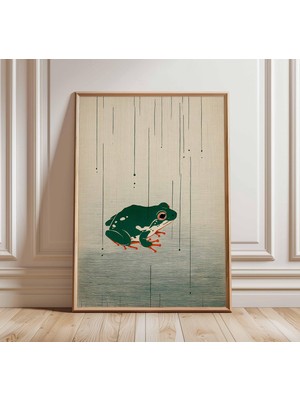 Ninastore Japon Kurbağası Sanat Baskısı Minimalist Doğa Posteri Modern Hayvan Duvar Sanatı Japon Esintili Illü