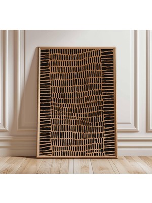 Ninastore Soyut Kabile Duvar Sanatı | Modern Minimalist Baskı | Siyah ve Kahverengi Geometrik Poster | Çağdaş