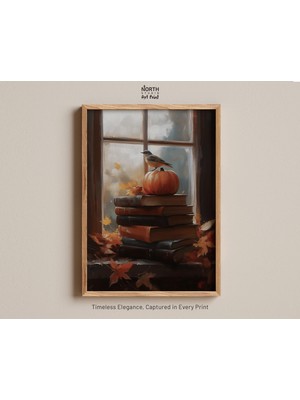 Ninastore Sonbahar Pencere Baskısı, Vintage Sanat Baskısı, Rustik Sonbahar Dekorasyonu, Vintage Sonbahar Baskı