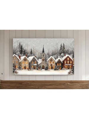 Ninastore Şehir Noel Çerçevesi Tv Duvar Sanatı Dokulu Kış Ekran Koruyucu Noel Dekorasyonu Iskandinav Kış Köyü