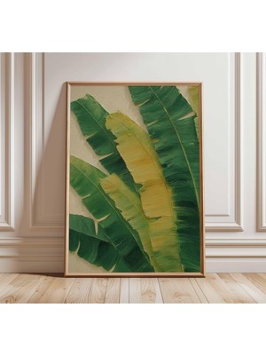 Ninastore Muz Yaprağı Duvar Sanatı Baskısı Tropikal Botanik Poster Yeşil Orman Bitkisi Sanat Eseri Modern Doğa